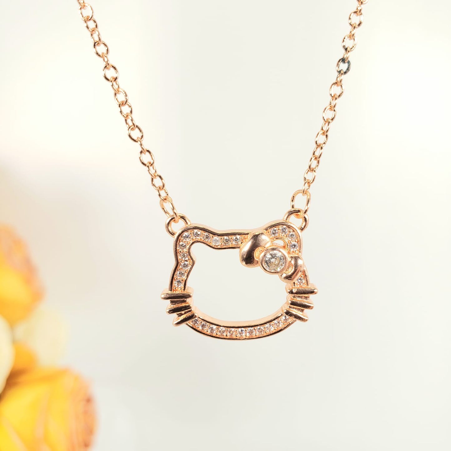 Hello Kitty Rose Gold Bowtie Necklace