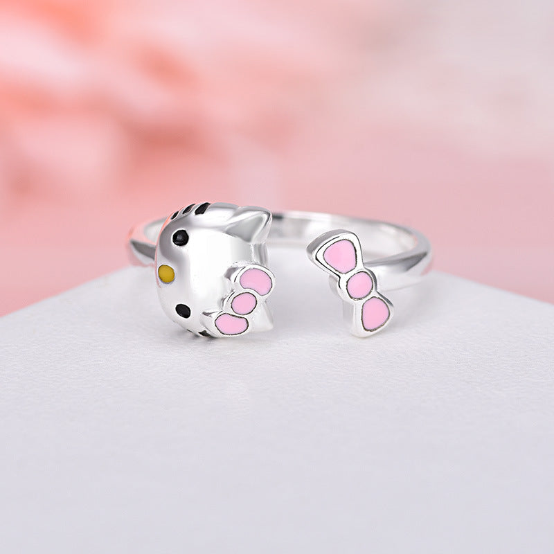 3D Hello Kitty S925 Silver Ring