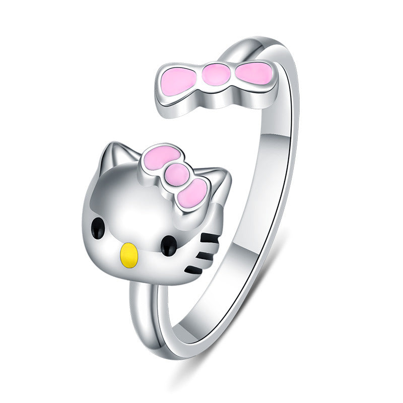 3D Hello Kitty S925 Silver Ring